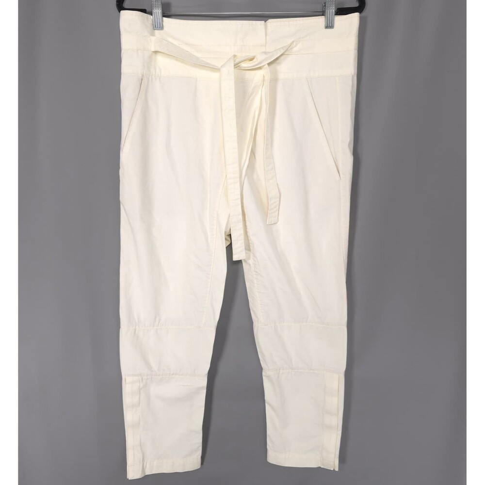 ZADIG & VOLTAIRE MEDIUM Womens New Cropped Pants Ivory Tie Waist Cotton YC00101F